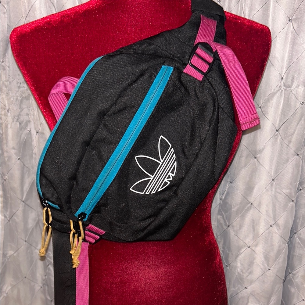 Adidas Black and Pink Crossbody Bag
